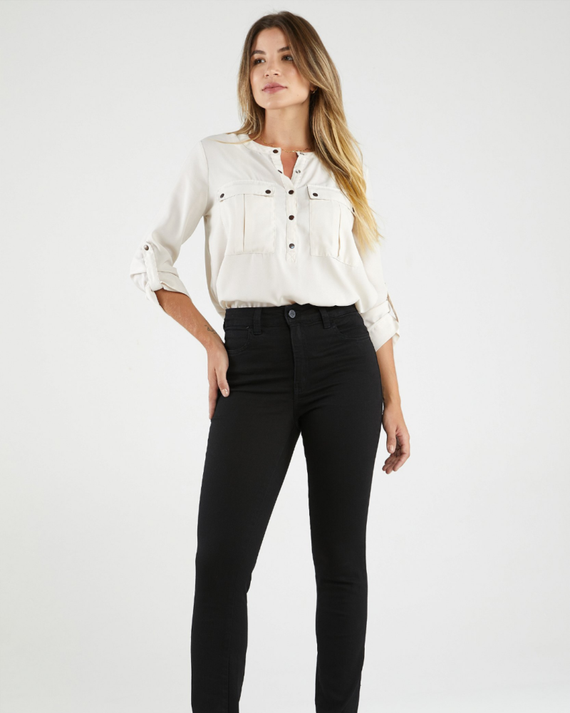 Calça Jeans Feminina Reta Alfaiataria