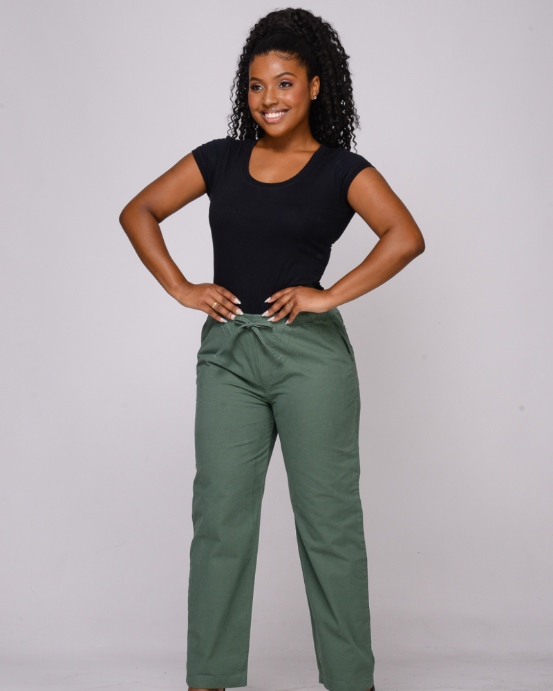 Calça Feminina Social Verde com Elástico