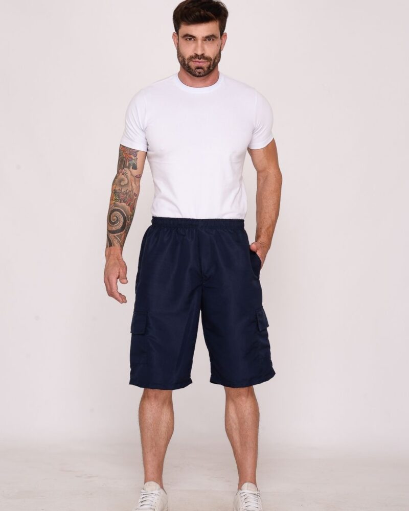 Bermuda Masculina Cargo Nylon Azul Marinho
