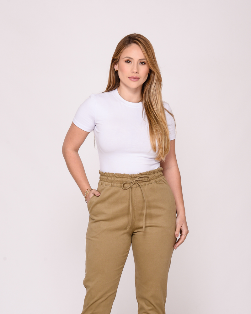 Calça Sarja Skinny Bege Lux Bella