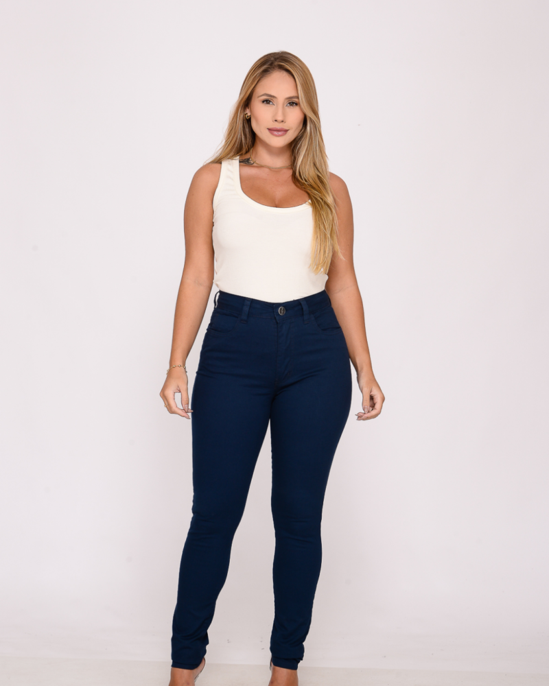 Calça Feminina Jeans Rústico Azul Marinho