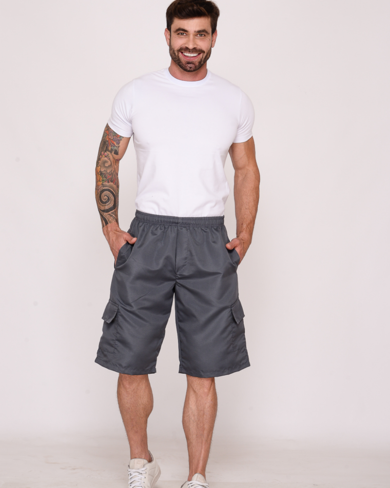 Bermuda Masculina Cargo Nylon Chumbo