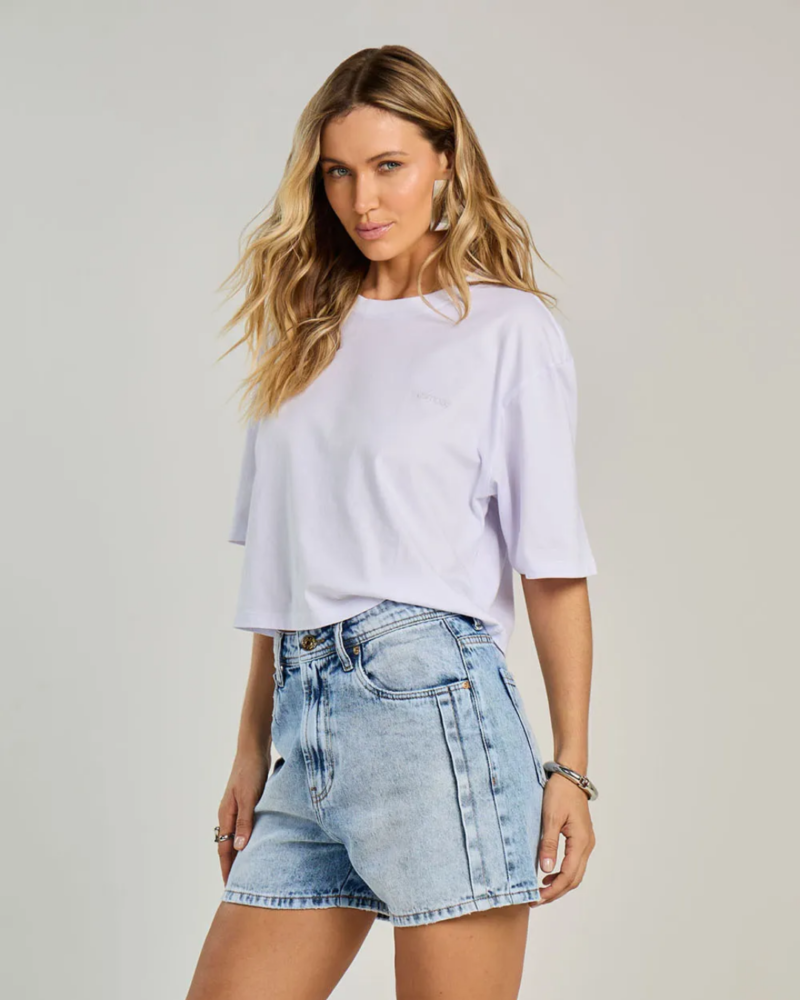 Shorts Jeans claro Feminino retrô