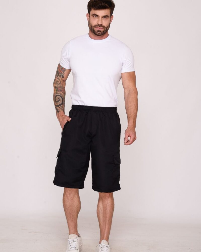 Bermuda Masculina Cargo Nylon Preto