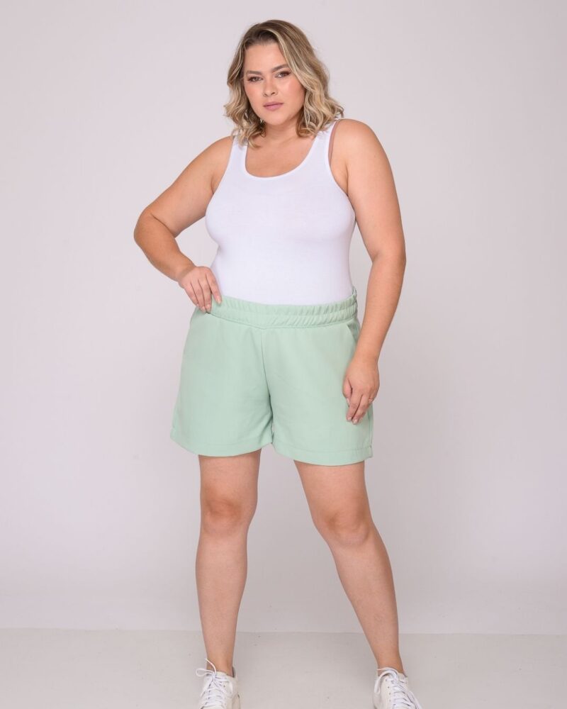 Short Feminino Plus Size Verde Água
